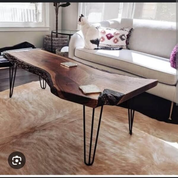 Live Edge Rectangular Centre Table — 4ft Hairpin Leg
